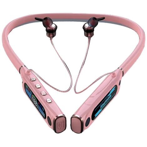 Écouteurs de sport Bluetooth avec microphone rose (1/5)
