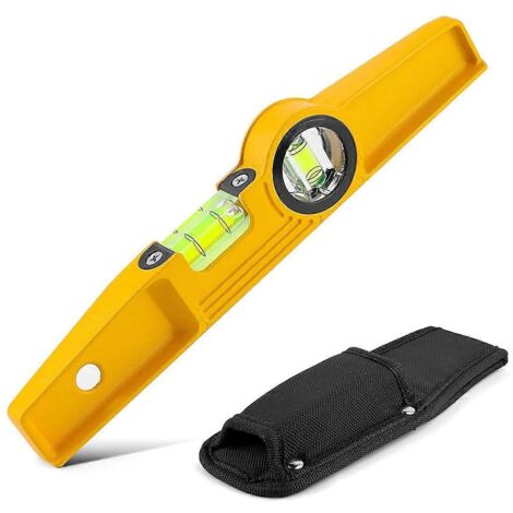Niveau magnétique moulé sous pression de 25 cm avec aimant en terres rares et sac jaune (1/5)