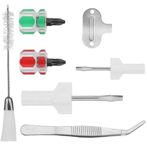 Kit de nettoyage pour machine à coudre en 7 pièces, comprenant une pince à épiler et une brosse double anti-peluches (voir photo). (1/5)