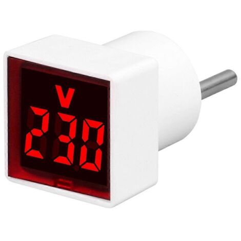 Voltmètre numérique avec affichage LED et prise européenne rouge (1/5)
