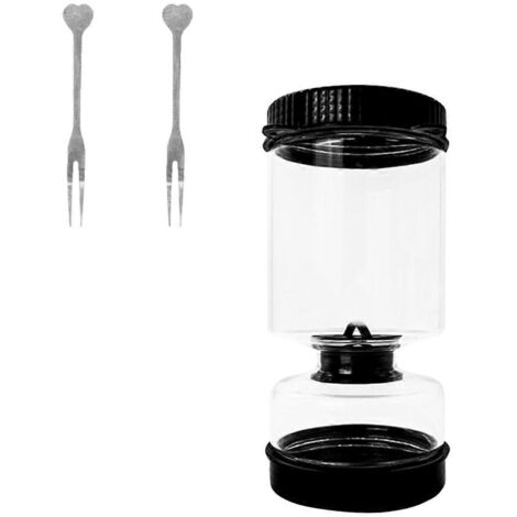 Bocal à cornichons filtrés de 964 ml (34 oz) avec couvercle à charnière et deux petites fourchettes, noir (1/5)