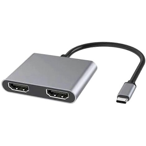 Hub USB PD 4 en 1 compatible Type C vers double port - Gris (1/5)