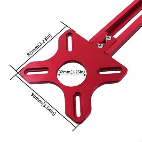 Gabarit de fraisage à rainurer 4 en 1 pour défonceuse - Support - Gabarit pour quincaillerie d'armoires - Rouge (1/5)