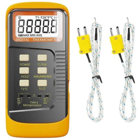 Thermomètre à thermocouple portable, sonde à thermocouple de type K à 2 canaux (voir illustration) (1/5)