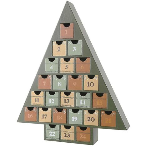 Calendrier de l'Avent en bois avec boîte de décoration pour le compte à rebours de Noël (voir photo) (1/5)