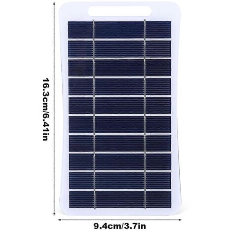Panneau solaire portable 2 W 5 V avec port USB - Stabilisateur de charge sécurisé - Noir (1/5)