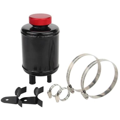 Réservoir de direction assistée universel pour voiture avec collier de serrage racing, noir (1/5)