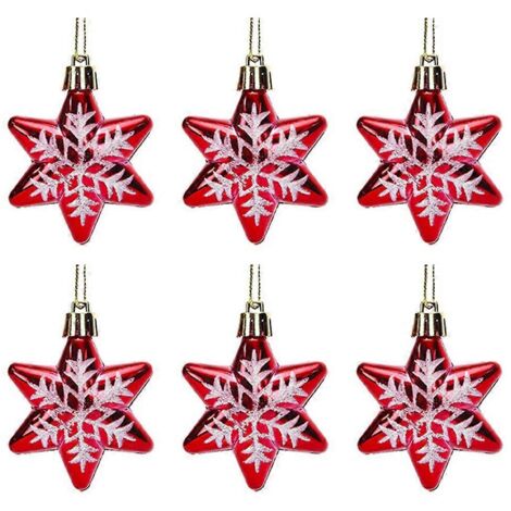 Accessoires de décoration de sapin de Noël en forme d'étoile rouge - Pendentif - DécorationA (1/5)