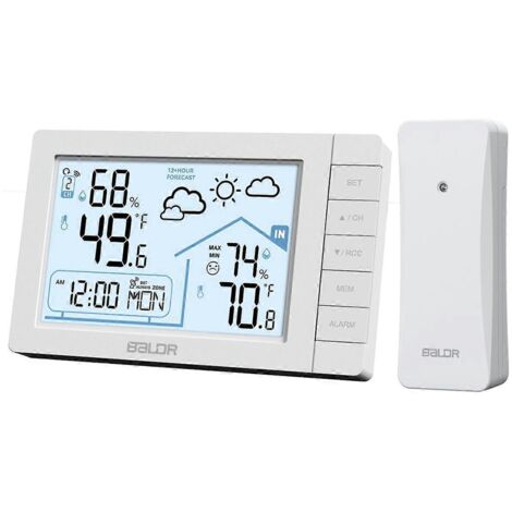 Station météo sans fil avec capteur sans fil DCF ClockWhite (1/5)