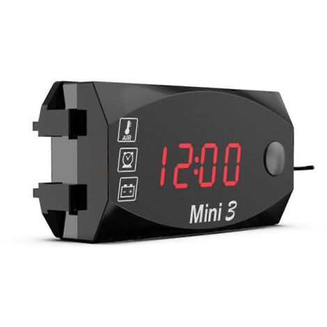 Voltmètre à écran LCD étanche IP67, horloge numérique avec voyant rouge (1/5)