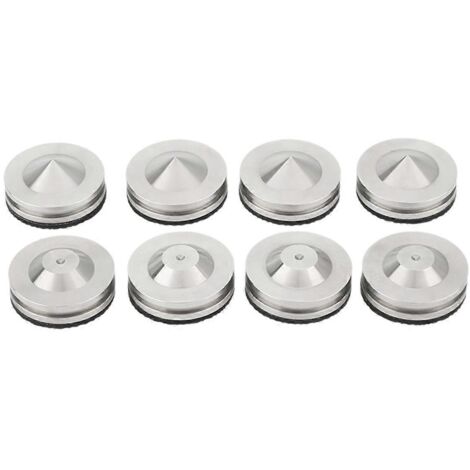 Lot de 4 pieds d'enceintes HiFi en acier inoxydable avec patins argentés (1/5)