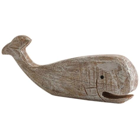 Sculpture de baleine en bois, décoration nautique, cadeau de pendaison de crémaillère, comme illustré (1/5)