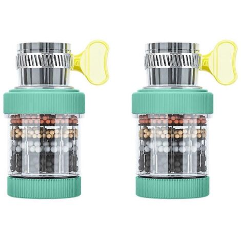Filtre universel pour robinet à 6 couches, anti-éclaboussures et économe en eau (vert) (1/5)