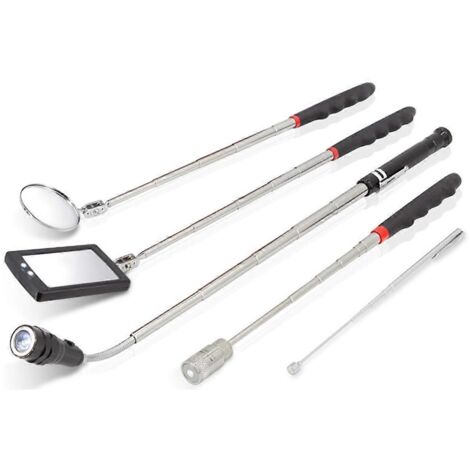 Ensemble d'outils de ramassage magnétique télescopique - Lampe torche magnétique extensible Argent (1/5)