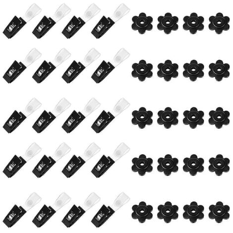 Lot de 20 butées pour drapeaux de jardin, clips pour supports de drapeaux extérieurs, noir (1/5)
