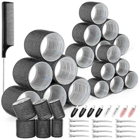 43 bigoudis à pinces pour cheveux, 3 tailles disponibles, noir (1/5)