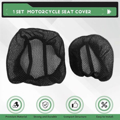 Housse de selle de protection pour moto, coussin, housse de selle 3D en filet, noire (1/5)