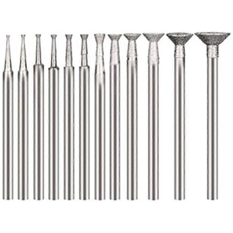 Fraises diamantées pour outils rotatifs à tige de 2,35 mm (lot de 12) argent (1/5)