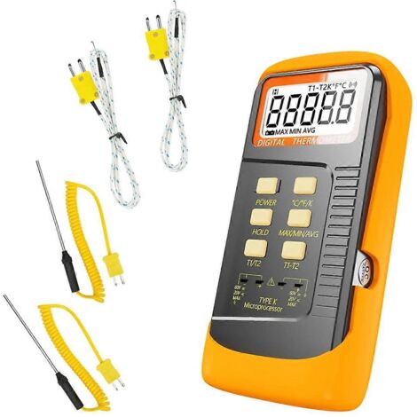 Thermomètre portable à thermocouple, 2 canaux, thermocouple de type K (voir illustration) (1/5)