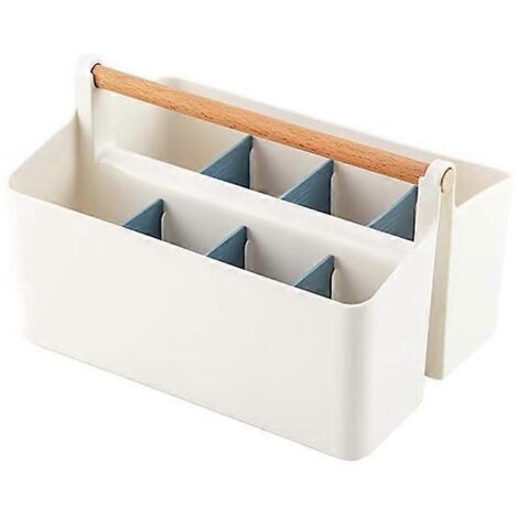 Lot de 2 porte-stylos de bureau avec poignée en bois, (blanc/bleu) comme illustré (1/5)