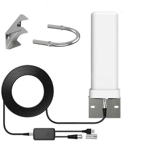 Antenne TV numérique extérieure HD 4K 1080p ATSC avec amplificateur, blanche (1/5)