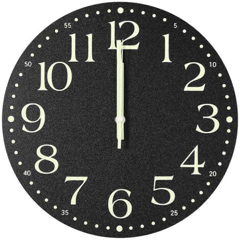 Horloge murale lumineuse de 30 cm (12 pouces), silencieuse et sans tic-tac, fonctionnant sur piles, noire. (1/5)