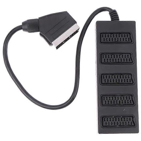 Adaptateur SCART 5 voies mâle vers femelle 21 broches (noir) (1/5)