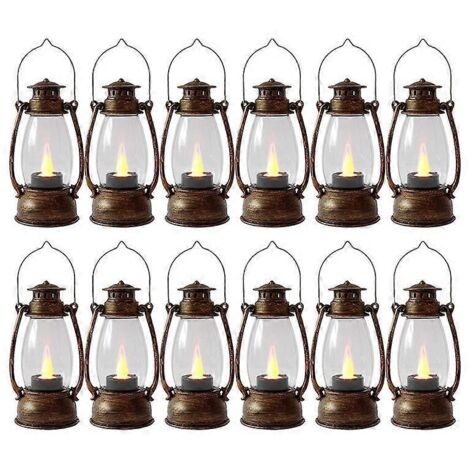 Lot de 12 mini-lanternes avec bougies vacillantes, couleur cuivre, pour la décoration intérieure (voir photo).