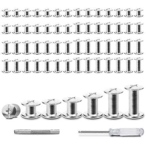 120 jeux de vis à riveter pour cuir, fixations métalliques CSilver (1/5)