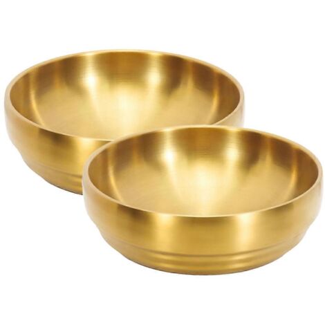 Lot de 2 bols à soupe de 18,5 cm (7,3 po) en acier inoxydable doré, 1 L (35 oz) (1/5)