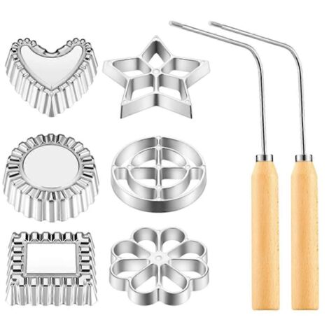 Ensemble de 8 timbales à rosettes, avec poignée, kit pour machine à gâteaux en entonnoir (voir photo). (1/5)