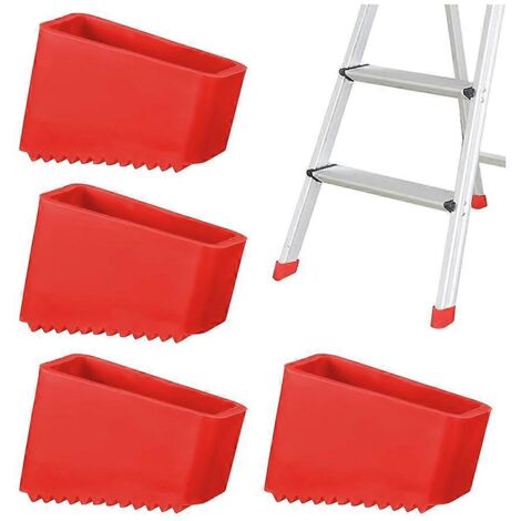 Lot de 4 protège-pieds d'escabeau, protections polyvalentes pour pieds d'échelle, rouge (1/5)