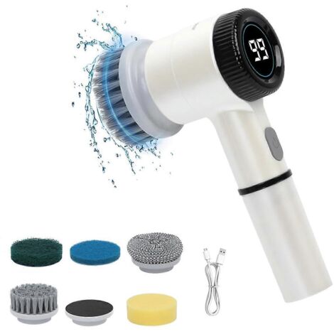Brosse de nettoyage électrique, éponge pour salle de bain blanche (1/5)