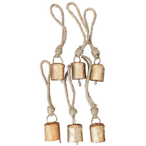 Lot de 6 cloches suspendues vintage, cloches de vache en métal faites à la main, décoration couleur photo (1/5)