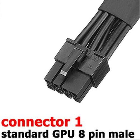 Câble adaptateur d'alimentation GPU double 6 broches femelle vers 8 broches mâle, noir (1/5)