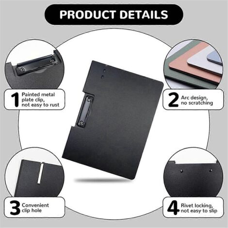 Porte-documents pliable A4 avec couverture, classeur sans perforation, porte-documents noir (1/5)