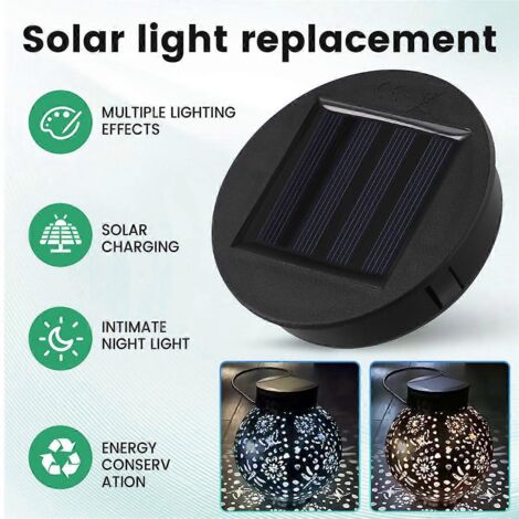 Lot de 2 couvercles de lanternes solaires de rechange pour panneaux solaires (noir) (1/5)