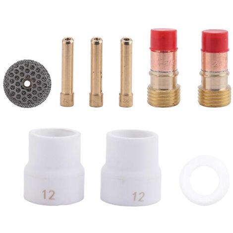 Kit de torches TIG 11, buse en céramique blanche, coupelle en alumine, 2,4 mm (comme illustré) (1/5)