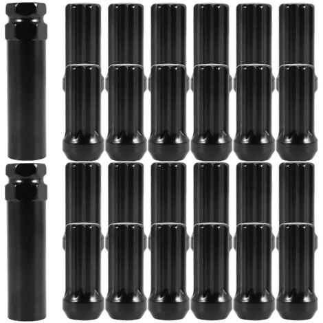 Écrous de roue coniques à cannelures, 5 cm de long, noirs (1/5)