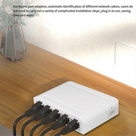 Commutateur de données à 5 ports, concentrateur réseau, répartiteur Ethernet de bureau (voir illustration) (1/5)