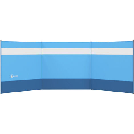 Pare-vent avec fenêtre transparente et sac de transport, tiges en acier, 440x140 cm, bleu (1/5)