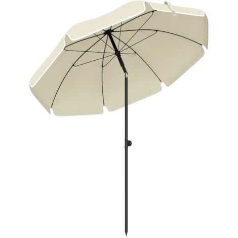 Parapluie de Plage Ø150 cm Imperméable Pliable Parasol de Plage avec Ancre à Sable Inclinaison Réglable Sac de Transport Beige (1/5)