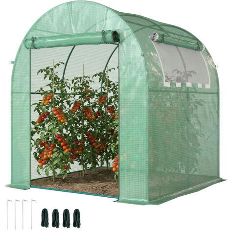 Serre de jardin portable, abri pour plantes avec cadre en acier et couverture plastique, vert (1/5)