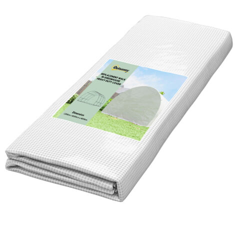 Serre de Jardin 3x3 m, Bâche Polyéthylène Étanche avec Porte Enroulable, 6 Fenêtres, Protection UV Blanc (1/5)