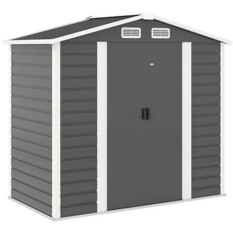 Abri de jardin en métal avec portes coulissantes et cadenas avec clés, 2,1x1,2x1,9m, gris foncé (1/5)