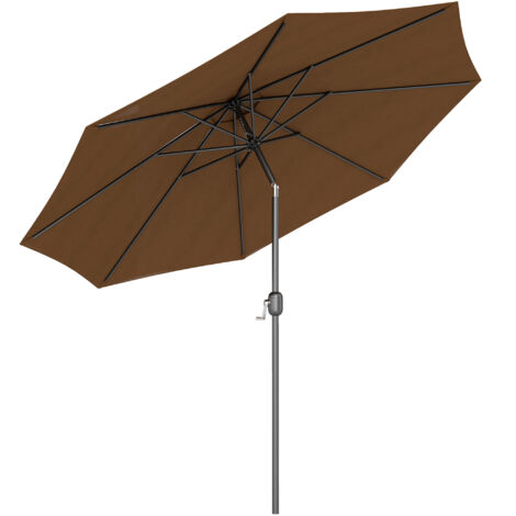 Parasol de Jardin 3x2.5 m Inclinable avec Mât Démontable, Métal et Polyester, Café (1/5)