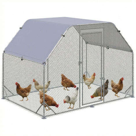 Poulailler en acier avec bâche de protection pour 4-6 poules, 280x190x195 cm (1/5)
