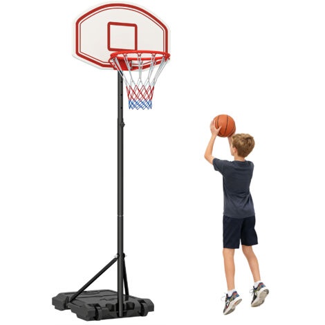 Panier de Basket Intérieur et Extérieur Portable avec Hauteur Réglable 5 Niveaux 175-215cm, Panier de Basket Roues, Structure Métal et Base Remplissable, Planche PE (1/5)