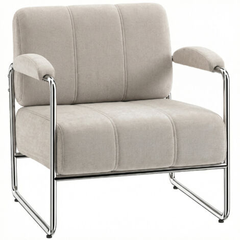 Poltrona e poltroncina da salotto in ciniglia morbida beige (1/5)