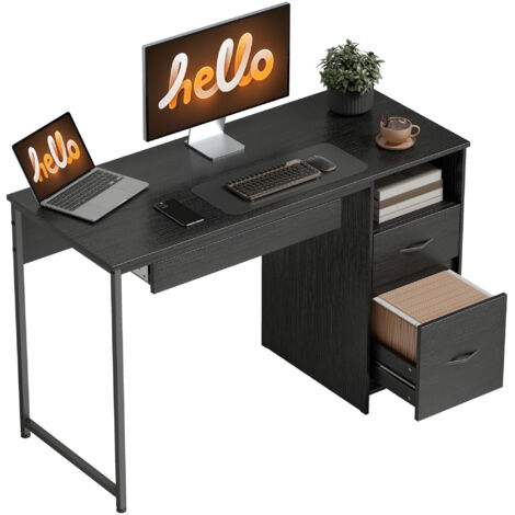 Bureau d'ordinateur gain de place, table de travail 120x52.3 cm, noir (1/5)